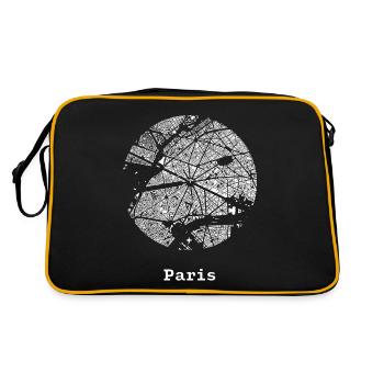 Paris Stadt mit Karte - Retro Tasche - Schwarz/Gold - Hinten