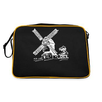 Moulin à vent Hollande bâtiment cadeau farine grain grain - Sac Retro - noir/or - Dos