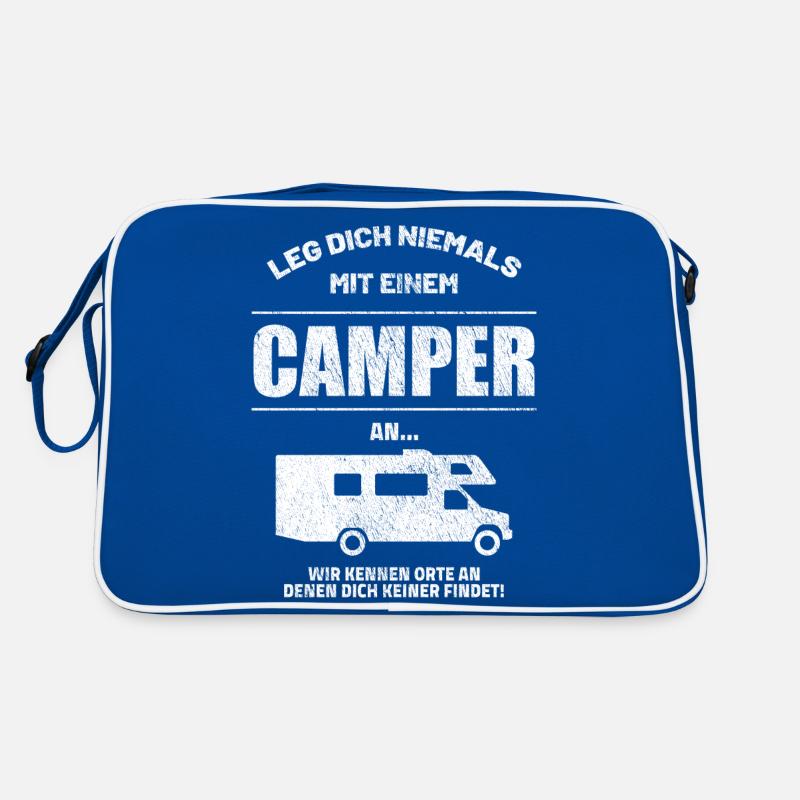 Leg dich niemals mit einem Camper an Retro Tasche