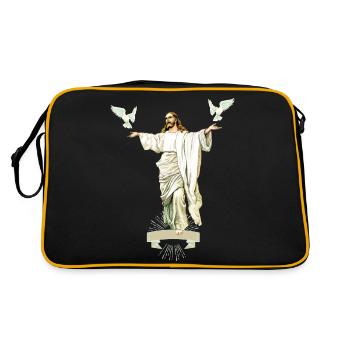 Jesus Christ with doves of peace, love-hope - Retro Bag - black/gold - Back