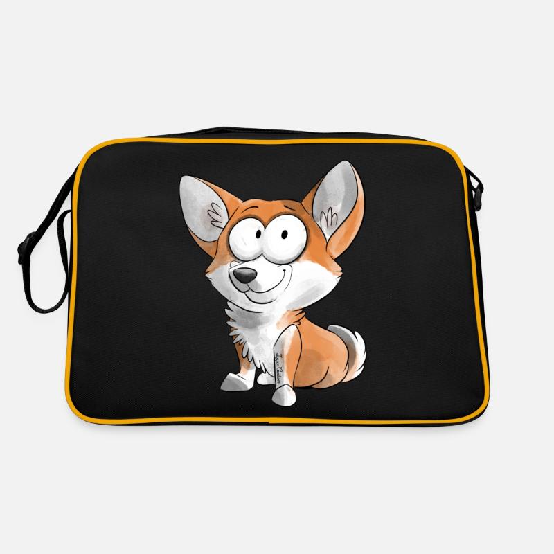 Ich bin ein Corgi. - Retro Tasche - Schwarz/Gold