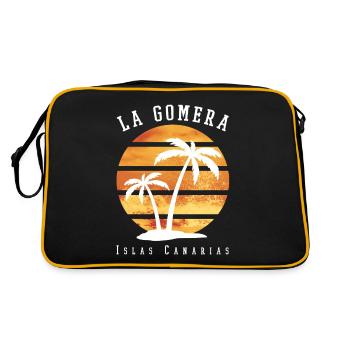 La Gomera Sommer Sonne Strand Meer Palmen - Retro Tasche - Schwarz/Gold - Hinten
