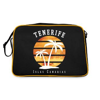 Teneriffa Tenerife Sommer Sonne Strand Meer Palmen - Retro Tasche - Schwarz/Gold - Hinten