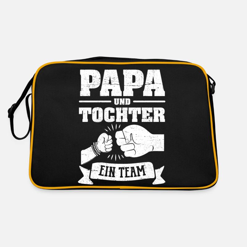 Ein Team Papa und Tochter Retro Tasche