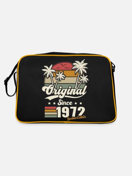 Geburtstagsgeschenk Frau Vintage Mann 1972 - Retro Tasche - Schwarz/Gold - Hinten