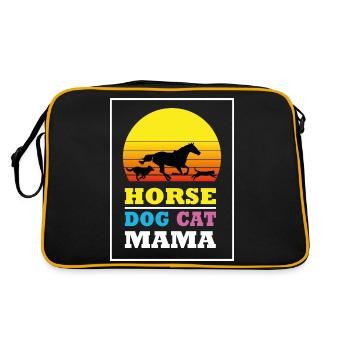 Cheval Chat Chiens Maman - Sac Retro - noir/or - Dos