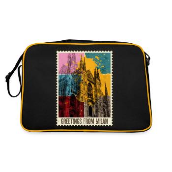 Milan Italie Ville Skyline Timbre Coloré - Sac Retro - noir/or - Dos
