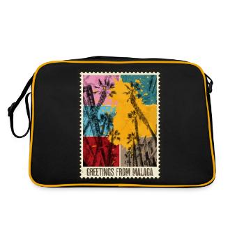 Malaga Espagne Ville Skyline Timbre Coloré - Sac Retro - noir/or - Dos