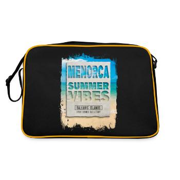 Minorque Espagne Été Soleil Plage Palmiers de mer - Sac Retro - noir/or - Dos