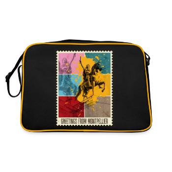 Montpellier France City Skyline Stamp - Sac Retro - noir/or - Dos