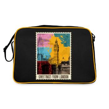 Londres Angleterre UK City Skyline Stamp Coloré - Sac Retro - noir/or - Dos
