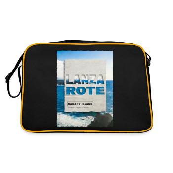 Lanzarote Sommer Sonne Strand Meer Palmen Urlaub - Retro Tasche - Schwarz/Gold - Hinten