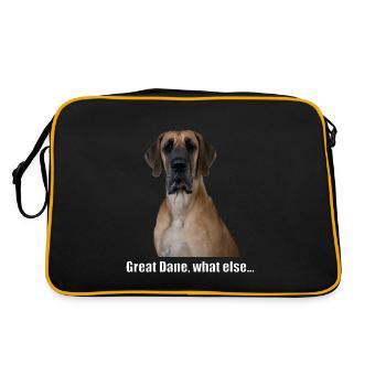 Great Dane, what else... - Retro Tasche - Schwarz/Gold - Hinten
