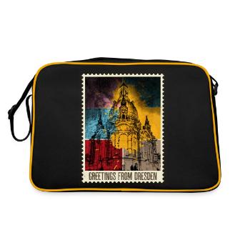 Timbre d’horizon de la ville de Dresde en Allemagne - Sac Retro - noir/or - Dos