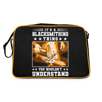 Forging | Blacksmith Anvil Craft Gift Ideas - Retro Bag - black/gold - Back
