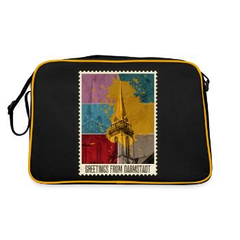 Darmstadt Allemagne City Skyline Stamp - Sac Retro - noir/or - Dos