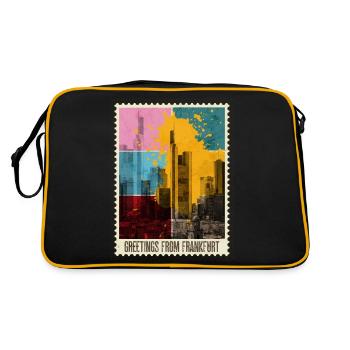Francfort Allemagne City Skyline Stamp - Sac Retro - noir/or - Dos