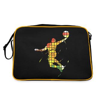 Basketball Basketballspieler Dunking Pixel Bunt - Retro Tasche - Schwarz/Gold - Hinten