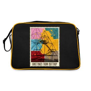 Bottrop Germany City Skyline Stamp Colorful - Retro Bag - black/gold - Back