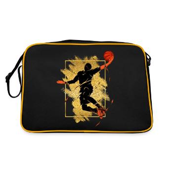 Basketball Basketballspieler Dunking Gold Splash - Retro Tasche - Schwarz/Gold - Hinten