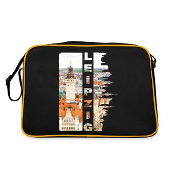 Leipzig Deutschland Stadt Skyline Heimat Liebe - Retro Tasche - Schwarz/Gold - Hinten