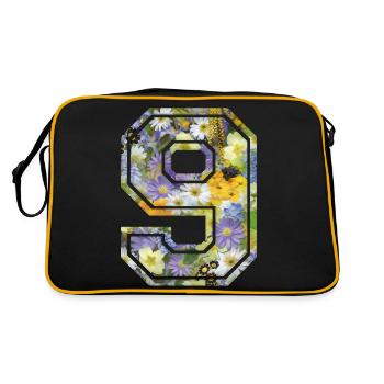 Number 9 flower, Football team, university basketball - Retro Bag - black/gold - Back