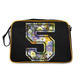 Number 5 flower, Football team, university basketball - Retro Bag - black/gold - Back