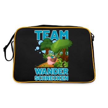 Team Wanderschnecken blau - Retro Tasche - Schwarz/Gold - Hinten