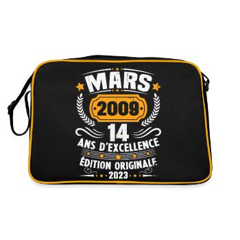 Cadeau D'anniversaire 14 Ans Mars 2009 Vintage - Sac Retro - noir/or - Dos