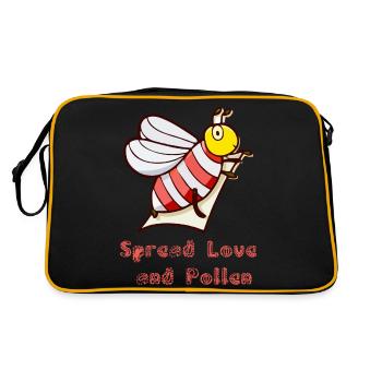 Liebe verbreiten - Retro Tasche - Schwarz/Gold - Hinten