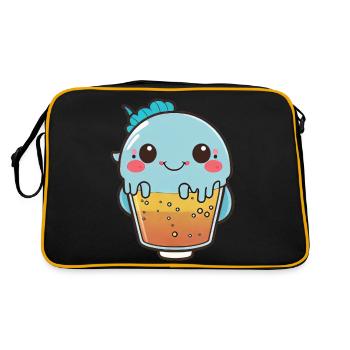 Kawaii Cute Happy Colorful Fish Bubble Tea - Retro Bag - black/gold - Back