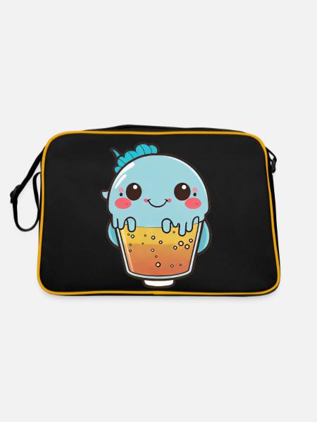 Kawaii Cute Happy Colorful Fish Bubble Tea - Sac Retro - noir/or - Dos