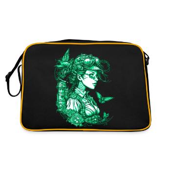 Industrial steampunk vintage girl in green - Retro Bag - black/gold - Back