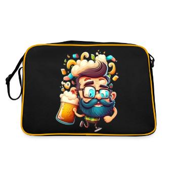 Drôle d’homme avec barbe et bière - Sac Retro - noir/or - Dos