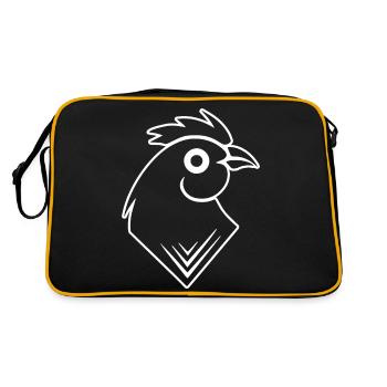 Huhn Hühnerstall Geflügel Hahn Bauernhof - Retro Tasche - Schwarz/Gold - Hinten