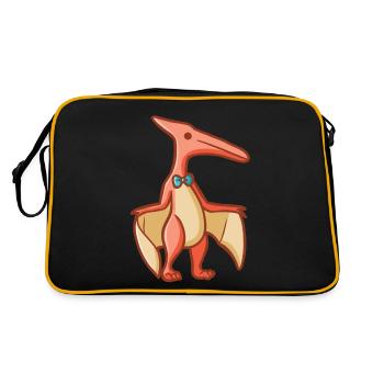 hugadino pterodactyl, dino, cute dinosaur - Retro Bag - black/gold - Back