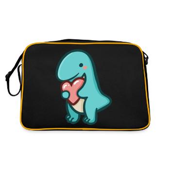 hugadino T-Rex with heart, dino, cute dinosaur - Retro Bag - black/gold - Back