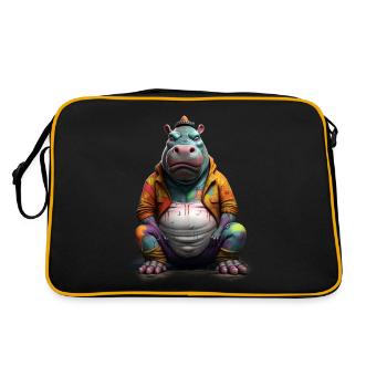 Street style hippopotamus | Hippo lovers - Retro Bag - black/gold - Back