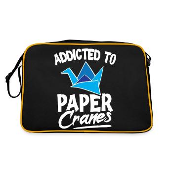 Addicted to paper cranes Quote for an Origami - Retro Tasche - Schwarz/Gold - Hinten