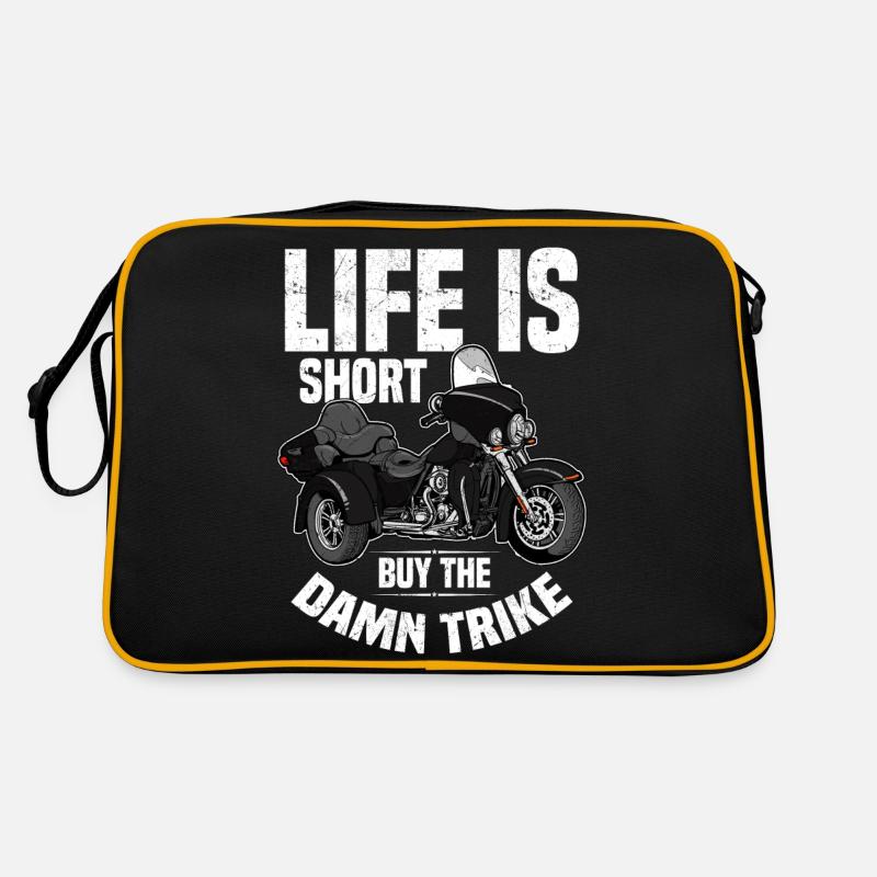 Trike Motorrad | Trikes Triker Motorräder Geschenk - Retro Tasche - Schwarz/Gold