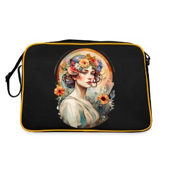 Jugendstilpportrait einer hübschen Frau - Retro Tasche - Schwarz/Gold - Hinten