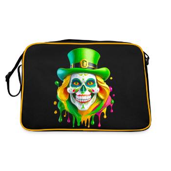 Leprechaun Frau Porträt - Retro Tasche - Schwarz/Gold - Hinten