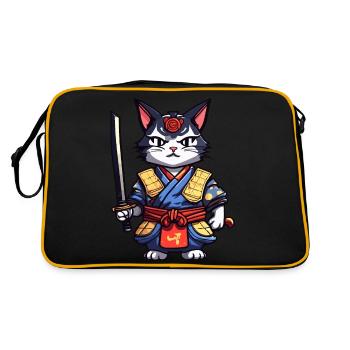 Samurai-Katze #11 - Retro Tasche - Schwarz/Gold - Hinten