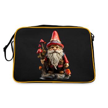 Garden gnome with red cap - Retro Bag - black/gold - Back