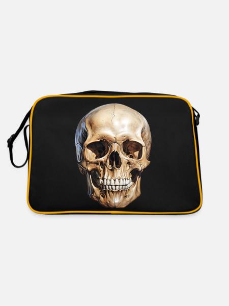 Skull Skull, symbol of death and danger - Retro Bag - black/gold - Back