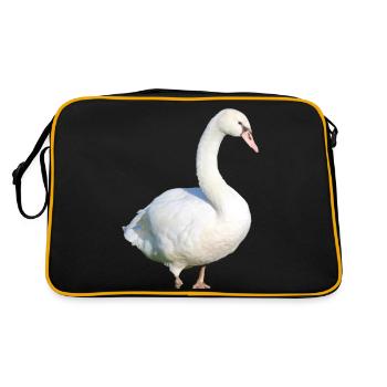 Schwan Ente Vogel Gans - Retro Tasche - Schwarz/Gold - Hinten