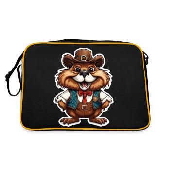 Lederhosen / Animal / Traditional costume / Tradition / Beaver - Retro Bag - black/gold - Back