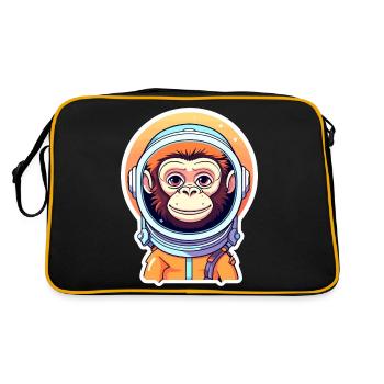Affe Astronaut Illustration - Retro Tasche - Schwarz/Gold - Hinten