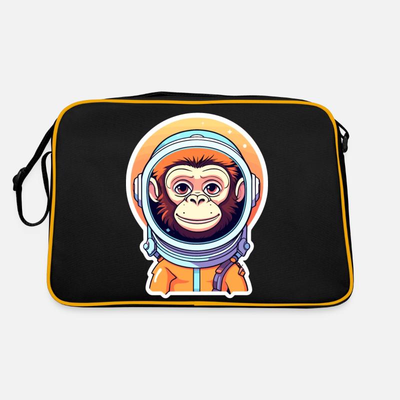 Monkey Astronaut Illustration Retro Bag