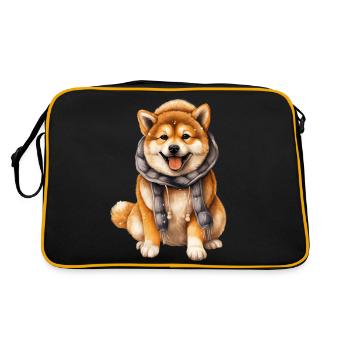 Akita Inu im coolen Look - Retro Tasche - Schwarz/Gold - Hinten